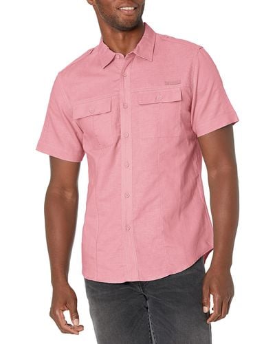 Sean John Short Sleeve Linen Shirt - Pink