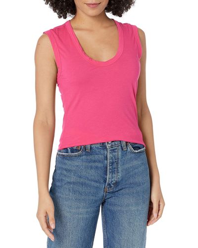 Velvet By Graham & Spencer Estina Gauzy Whisper Fitted Tank Top - Red