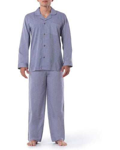 Geoffrey Beene Long Sleeve Broadcloth Pajama Set - Blue