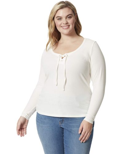 Jessica Simpson Plus Size Pipppa Scoop Neck Lace Up Top - White
