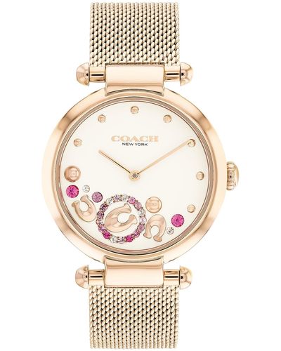 COACH Cary Watch: Mother-of-pearl Dial |shimmering Crystals | Effortless Sophistication For Any Occasion - Natural