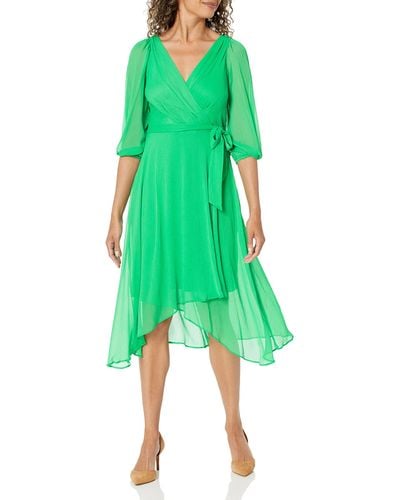 DKNY Faux Wrap Dress - Green