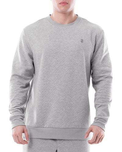 Izod Quilted Knit Crewneck Long Sleeve Sweatshirt - Gray