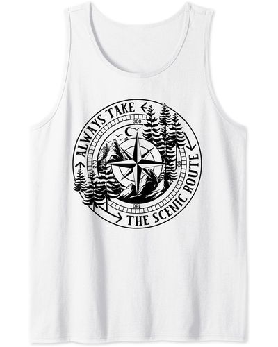 Camper Always Take The Scenic Route Tank Top - White