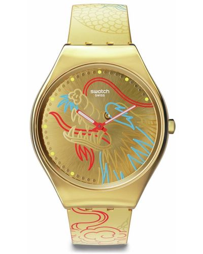 Swatch Casual Yellow Bio-sourced Quartz Watch Dragon In Gold - Metallic