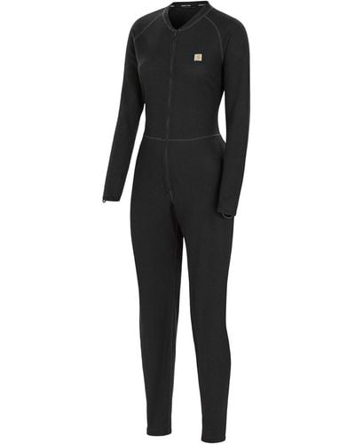 Carhartt Midweight Cotton Blend Waffle Zip Front Union Suit - Black