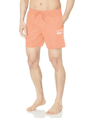 Lacoste Standard Front Pocket Drawstring Swim Shorts - Pink