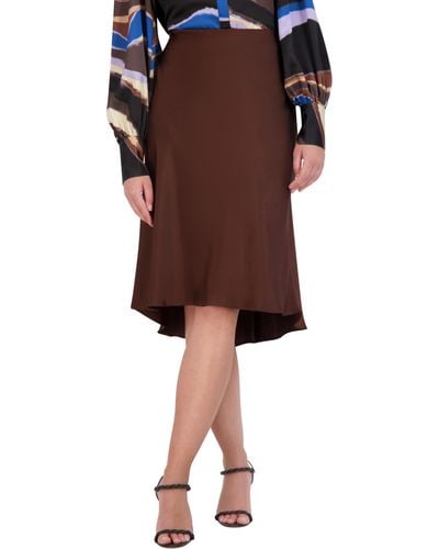BCBGMAXAZRIA Pull On Vintage Satin Midi Skirt - Brown