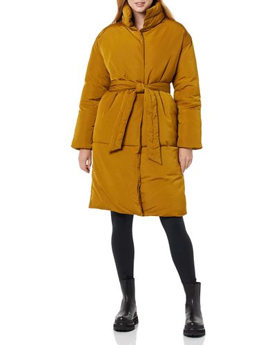 Daily Ritual Padded Belted Puffer Jacket - Yellow