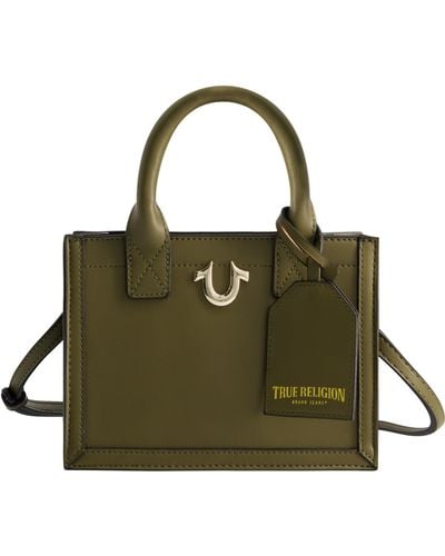 True Religion Tote Mini Travel Bag With Adjustable Strap And Horseshoe Logo - Green
