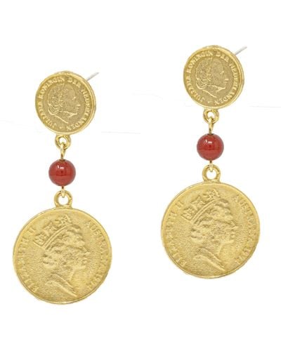 Ben-Amun French Coin Style Bohemian Statement Earrings - Metallic