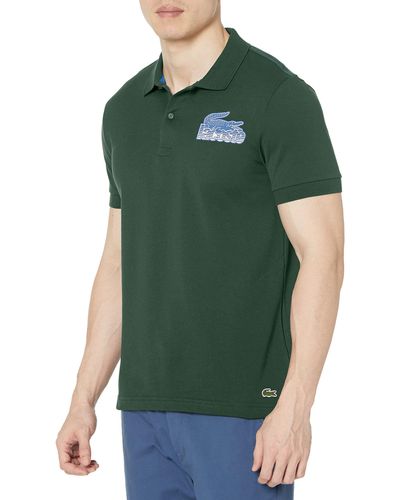 Lacoste Contemporary Collection's Short Sleeve Regular Fit Petit Pique Graphic Polo Shirt - Green