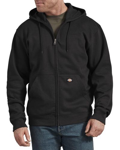 Dickies Mens Big Tall Full Zip Hoodie Fleece Jacket - Black