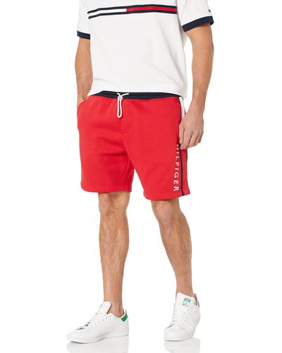Tommy Hilfiger Mens Adaptive Sweat With Drawcord Stopper Casual Shorts - Red