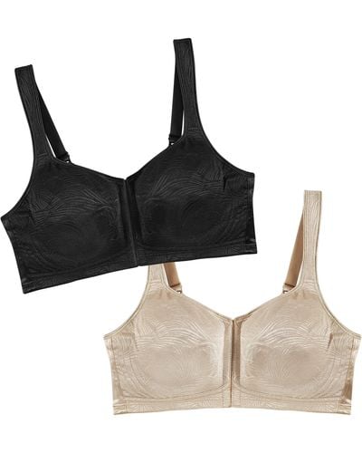 Playtex 18 Hour Extra Back Support Front Close Wireless Bra Use52e With 2-pack Option - Black