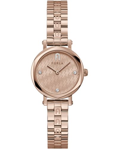 Furla Petite Shape Rose Gold Tone Stainless Steel Bracelet Watch - Metallic