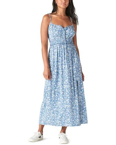Lucky Brand Printed Smocked Dress - Blue