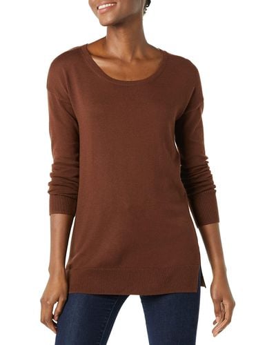 Amazon Essentials Jersey tipo túnica ligero de manga larga con cuello redondo - Marrón