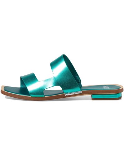 Franco Sarto Sarto S Emily Open Toe Flat Sandal Metallic Aqua 10 M - Blue