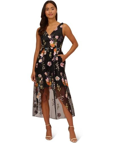 Adrianna Papell Embroidered High Low Dress - Multicolor