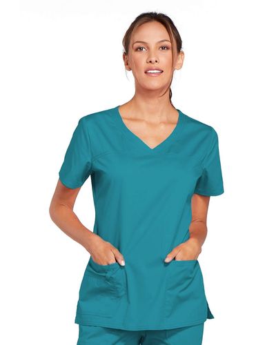 CHEROKEE S Workwear Core Stretch V-neck Medical-scrubs-shirts - Blue