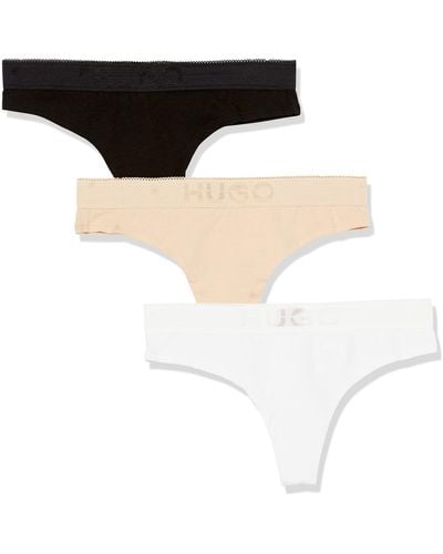 BOSS Hugo 3-pack Tonal Logo Cotton Stretch Thongs - Black
