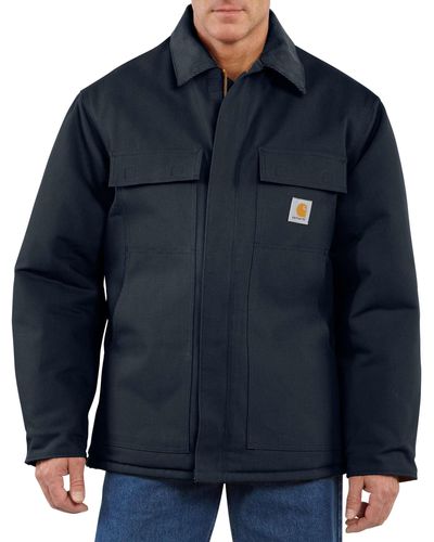 Carhartt Mens Loose Fit Firm Duck Insulated Traditional Coat Work Utility Outerwear - Blue