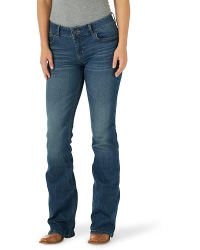 Wrangler Womens Aura Instantly Slimming Mid Rise Boot Cut Jeans - Blue