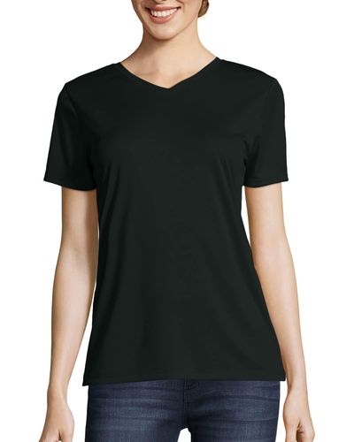 Hanes Cooldri Short Sleeve Performance V-neck T-shirt - Black