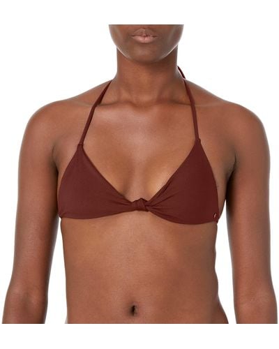 Volcom Standard Simply Seamless Triangle Swimsuit Bikini Top - Brown