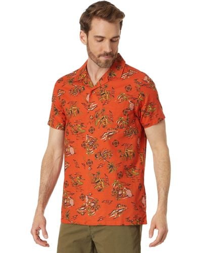 Pendleton Mens Short Sleeve Aloha Button Down Shirt - Orange