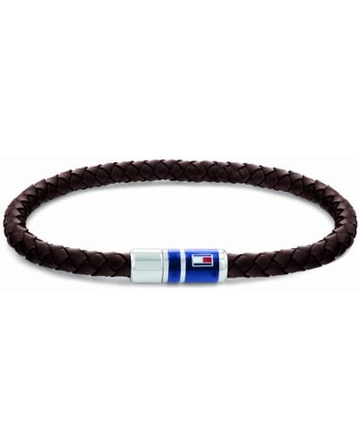 Tommy Hilfiger Jewelry Braided Leather Bracelet - Black