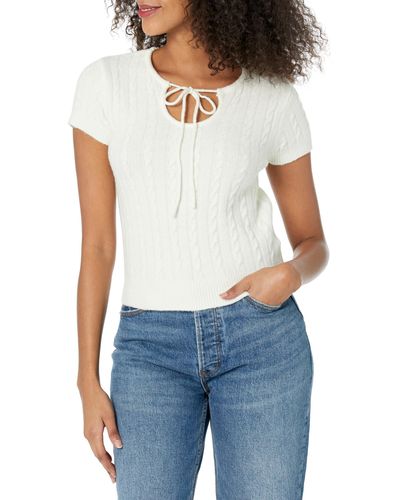 Guess Short Sleeve Cable Cut Out Mariana Sweater - Blue