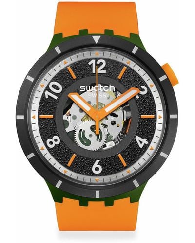 Swatch Casual Watch Orange Bioceramic Quartz Fall-iage - Black