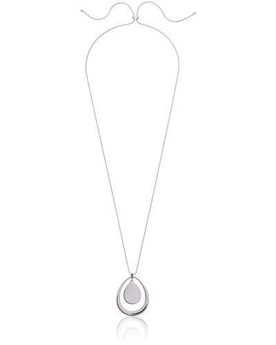 Nine West Silvertone Adjustable Pendant Necklace - Metallic