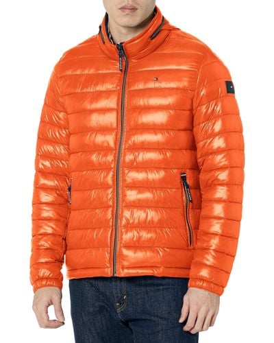 Tommy Hilfiger Water Resistant Ultra Loft Down Alternative Puffer Jacket - Orange