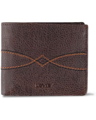 Levi's Rfid Western Stitch Extra Capacity Wallet - Brown