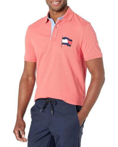 Tommy Hilfiger Mens Flag Pride In Custom Fit Polo Shirt - Orange