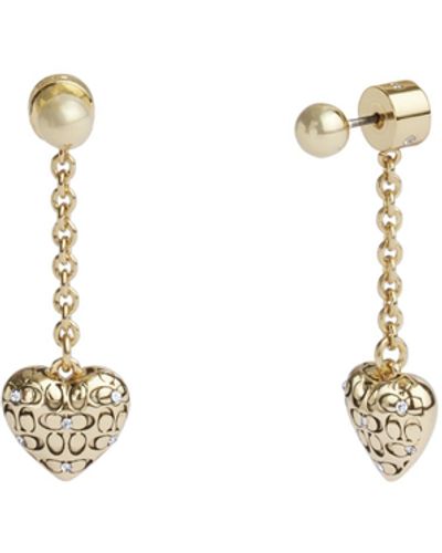 COACH S Signature Quilted Heart Earrings - Metallic