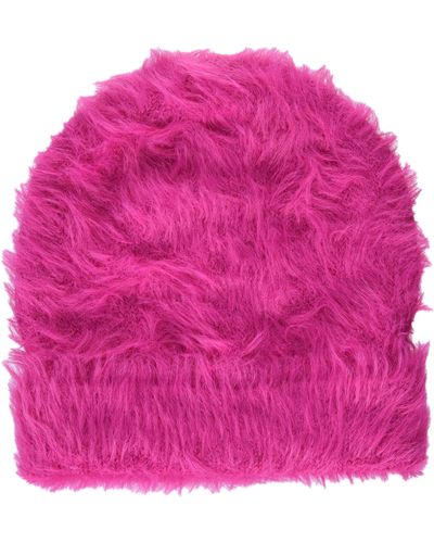 Velvet By Graham & Spencer Tasha Feather Yarn Beanie Hat - Pink