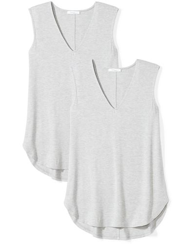 Amazon Essentials Camiseta de Tirantes con Cuello en V - Blanco