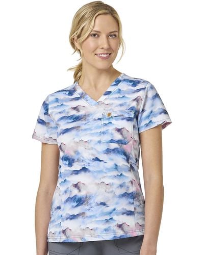 Carhartt S Print Tuck-in Top Medical Scrubs Shirt - Blue