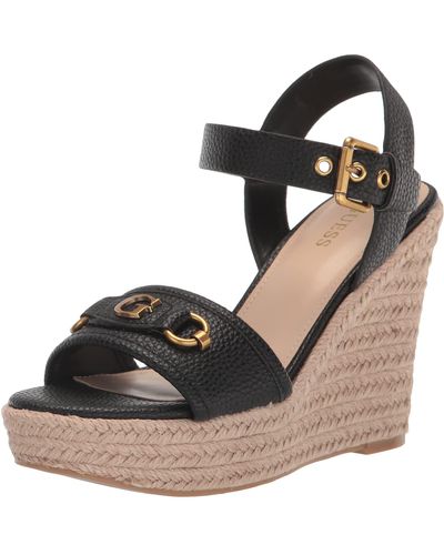 Guess Sandales compensées Hisley pour femme - Noir