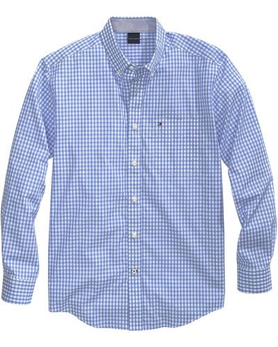 Tommy Hilfiger Adaptive Magnetic Stretch Long Sleeve Button Down Shirt - Blue