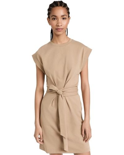 Vince S S/s Tie Waist Dress,almond,medium - Natural