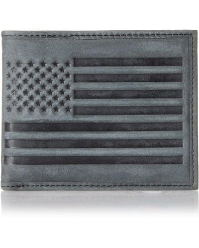 Lucky Brand Leather Flag Embossed Rfid Bifold - Gray