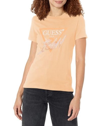 Guess Short Sleeve Crew Neck Icon Tee - Blue