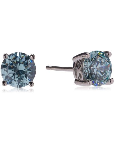 Amazon Essentials Platinum-plated Sterling Silver Fancy Blue Round-cut Infinite Elements Cubic Zirconia Stud Earrings