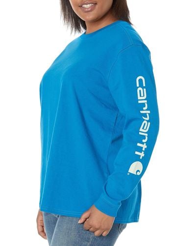 Carhartt Loose Fit Heavyweight Long Sleeve Logo Sleeve T-shirt - Blue