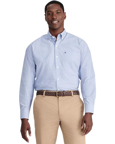 Izod Performance Comfort Long Sleeve Solid Button Down Shirt - Blue